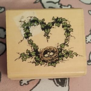 Heart Ivy and Nest Wooden Stamp